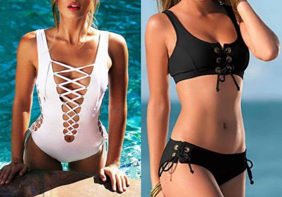 Traje de baño con tiras alos lados deals