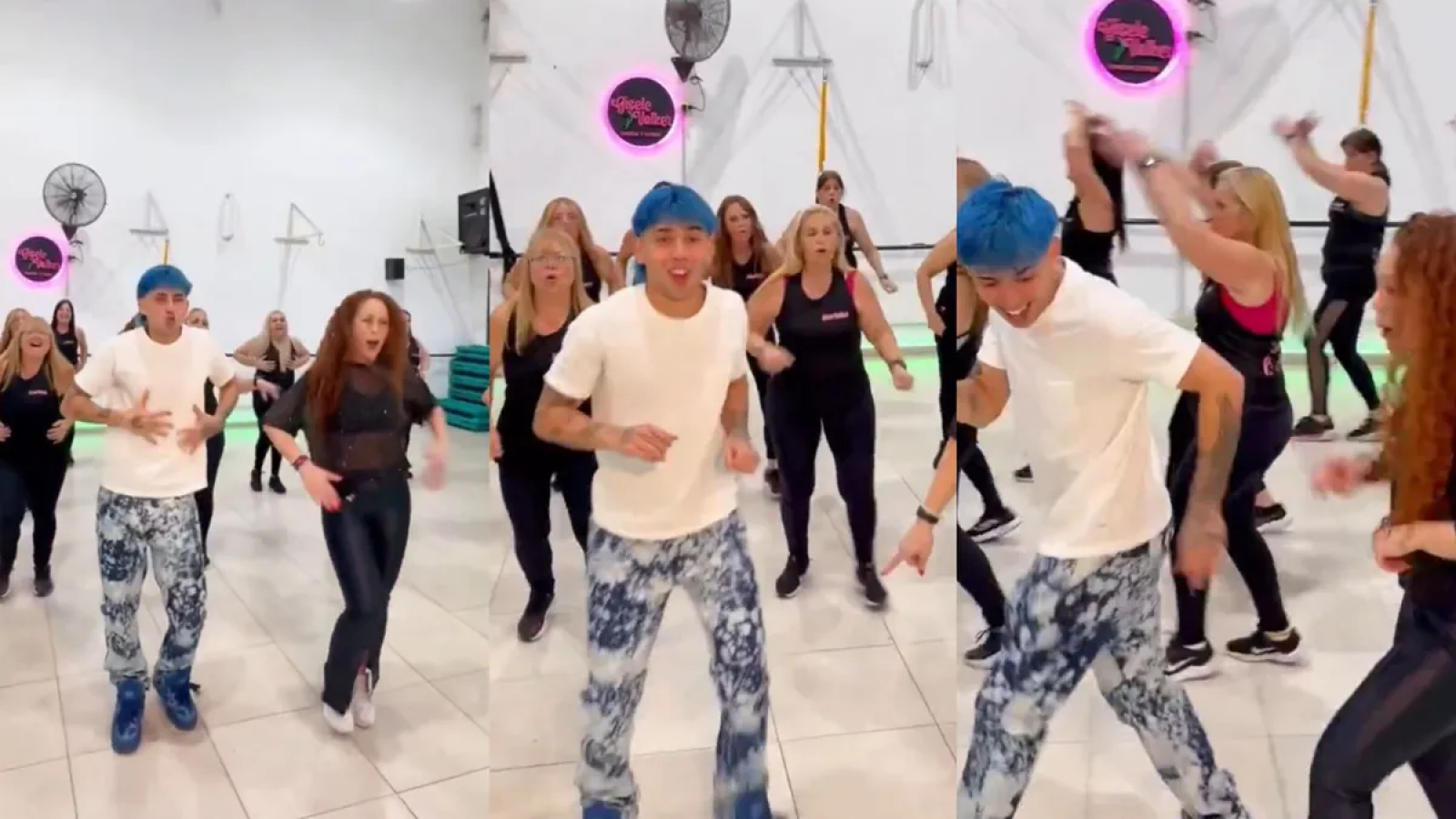 Después del show en Vélez, Luck Ra visitó al grupo de zumba que lo acompaño