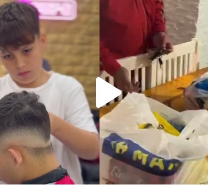 Entre el oficio y la necesidad: el adolescente barbero que es viral por ayudar a sostener su hogar