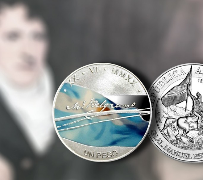 Emiten una moneda en colores, en homenaje a Manuel Belgrano