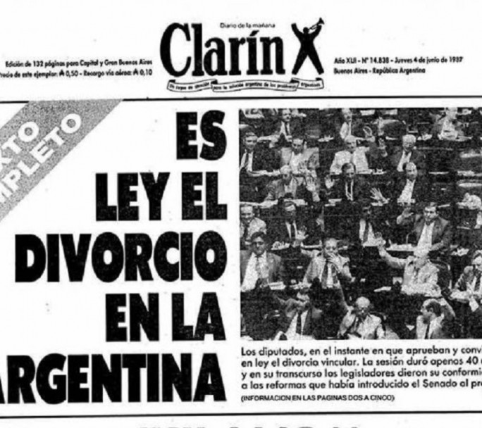 Cumple 34 años la ley de divorcio en la Argentina, una norma considerada "de avanzada"