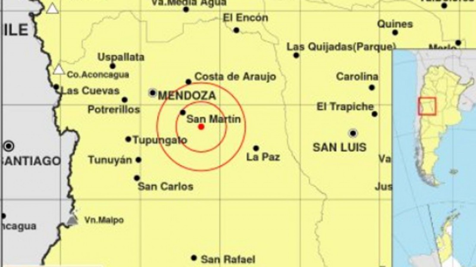 Fuerte sismo en Mendoza 5,2 grados en la escala de Richter