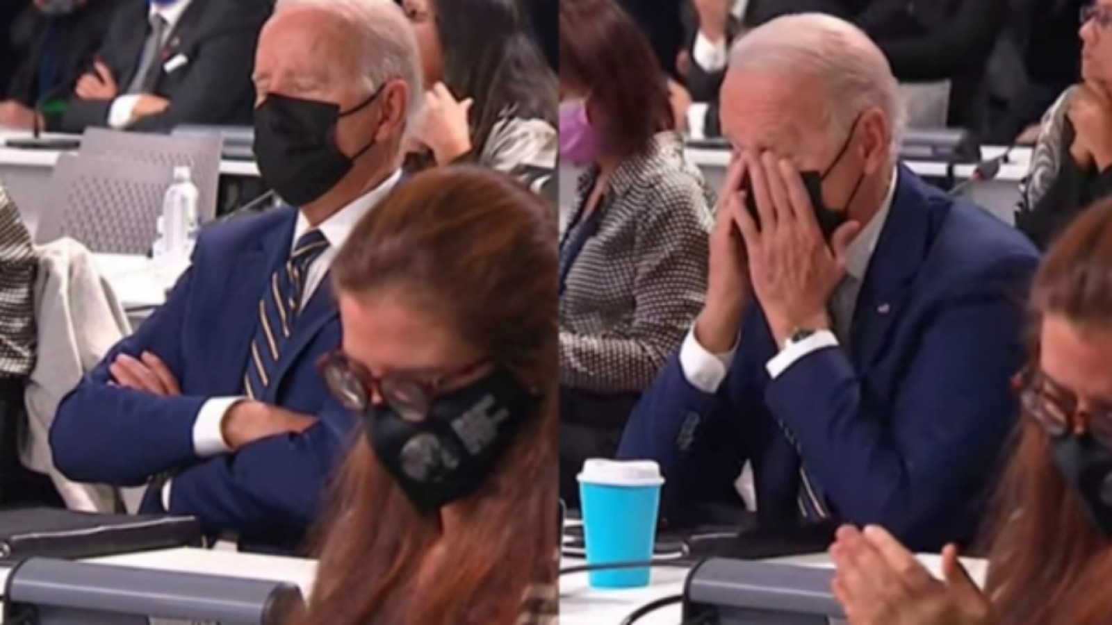 Biden se quedó dormido en la cumbre del cambio climático