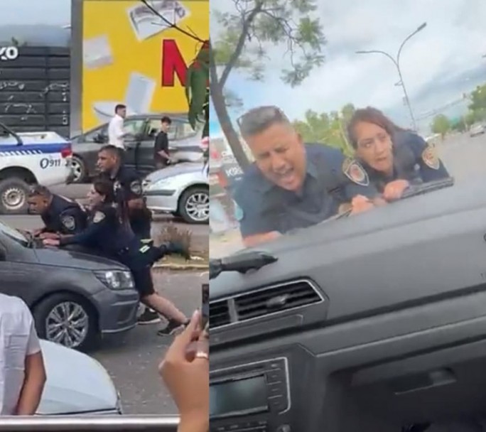 Un joven arrastró durante 100 metros a dos policías en el capó de su auto