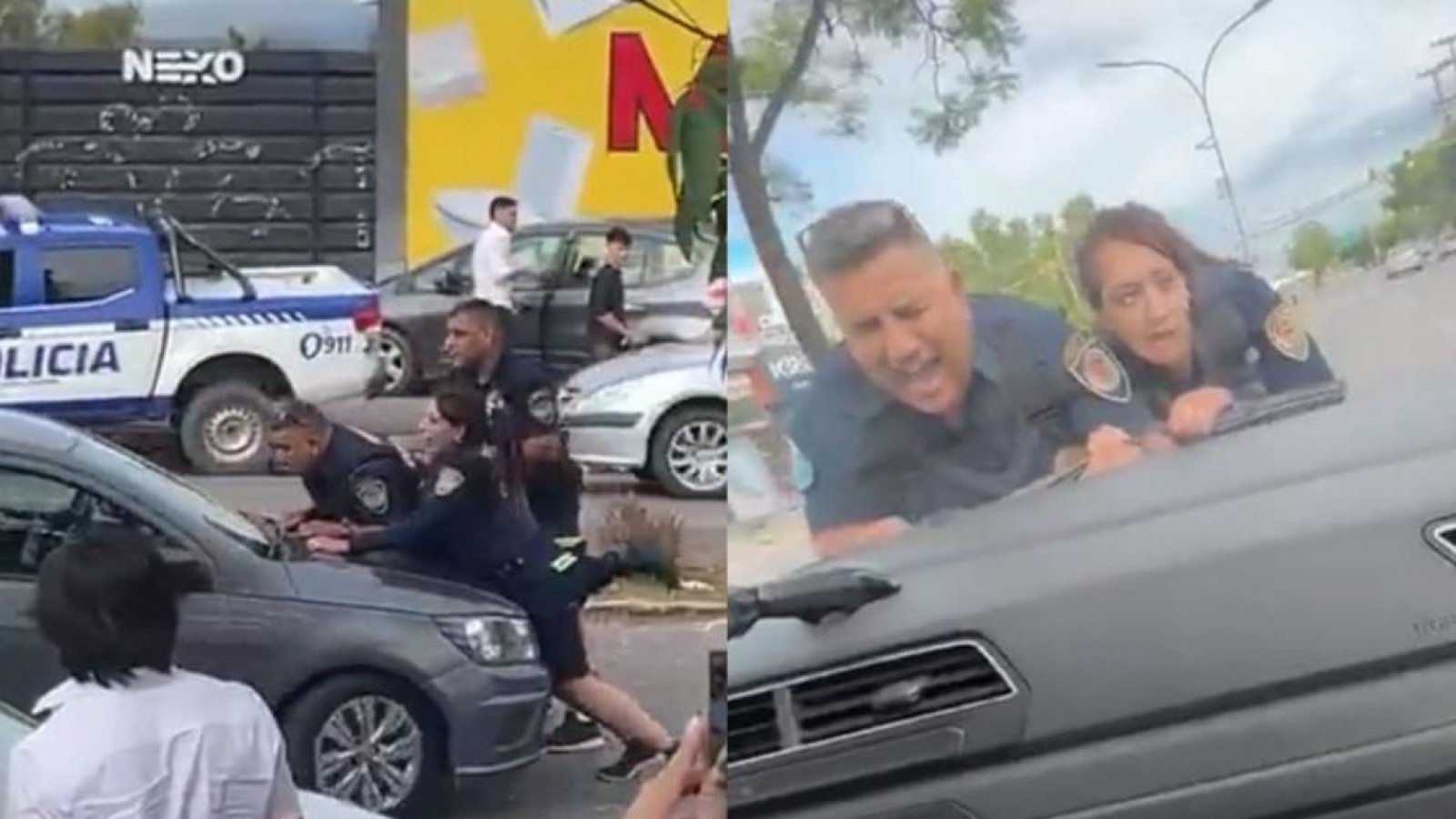 Un joven arrastró durante 100 metros a dos policías en el capó de su auto